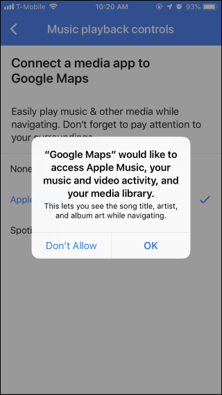 Nola erabili Google Maps musika kontrolak Spotify-era, Apple Musika edo Google Play Music 6