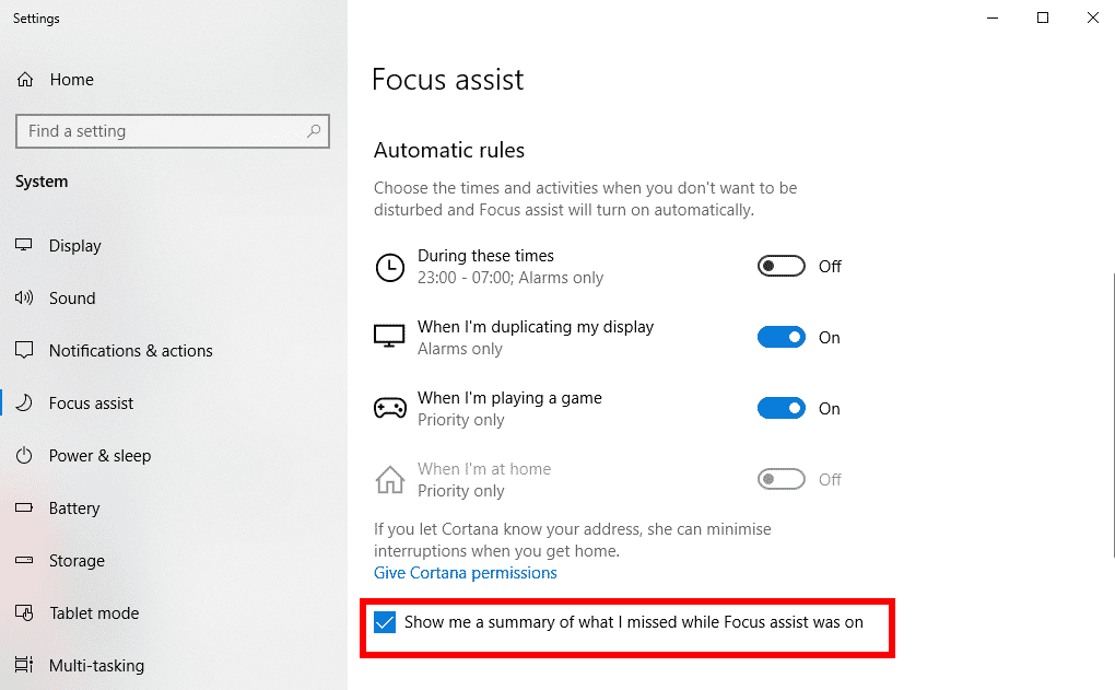 Nola erabili Focus Assist jakinarazpenak desaktibatzeko Windows 10 denbora epe jakin baterako